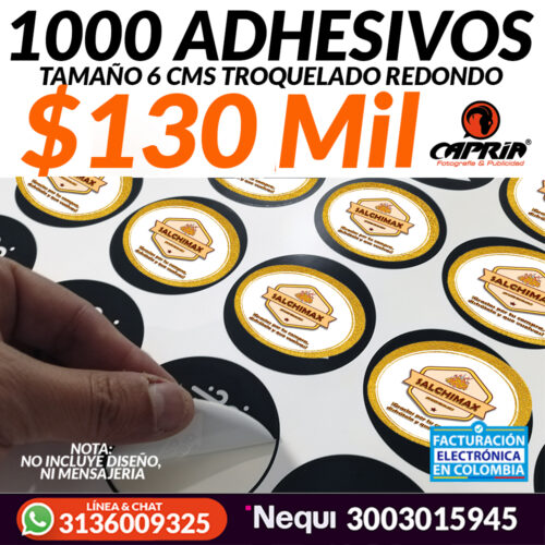 IMPRESION 1000 ADHESIVOS REDONDOS 6CMS 2024-CALI