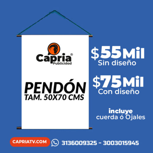 PENDÓN TAMAÑO 50 X 70 CMS