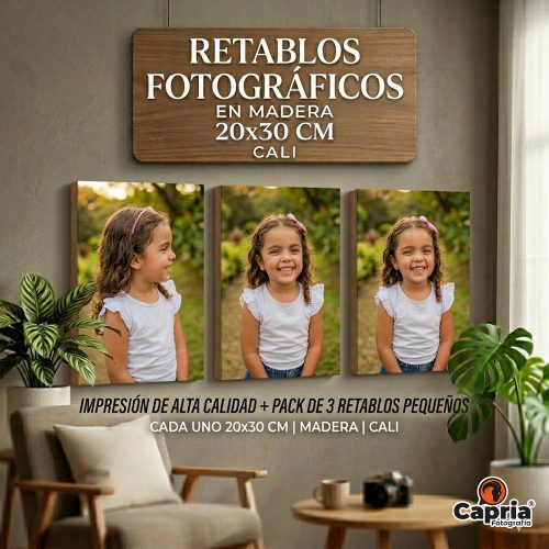 3 Retablos Madera 20X30 cms
