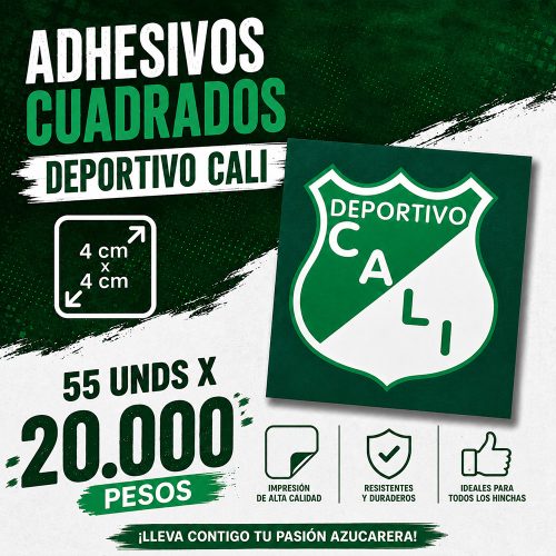 Adhesivos Cuadrados Deportivo Cali 4 cms