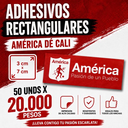 Adhesivos Rectangulares America de Cali 4 cms